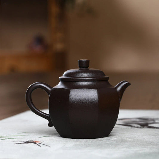 230ml Yixing Handmade Tea Pot Six Parties Shape Purple Clay Teapot Raw Ore Beauty Kettle Chinese Tea Ceremony Customized Gifts