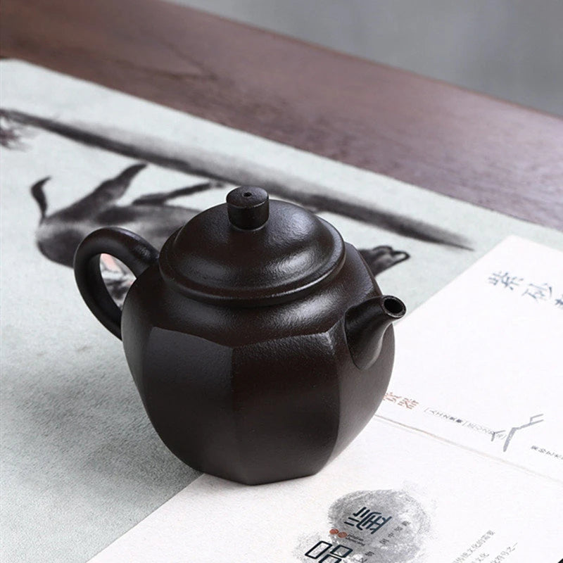 230ml Yixing Handmade Tea Pot Six Parties Shape Purple Clay Teapot Raw Ore Beauty Kettle Chinese Tea Ceremony Customized Gifts