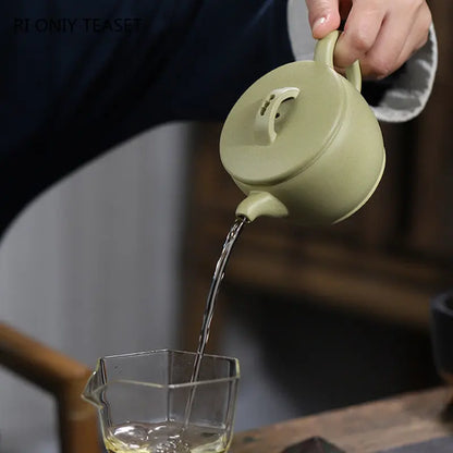230ml Yixing High-end Purple Clay Teapots Famous Handmade Large Caliber Tea Pot Raw Ore Green Mud Kettle Chinese Zisha Tea Set