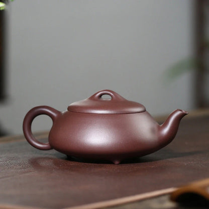 230ml Yixing High-end Purple Clay Teapots Famous Handmade Stone Scoop Tea Pot Raw Ore Purple Mud Kettle Chinese Zisha Tea Set