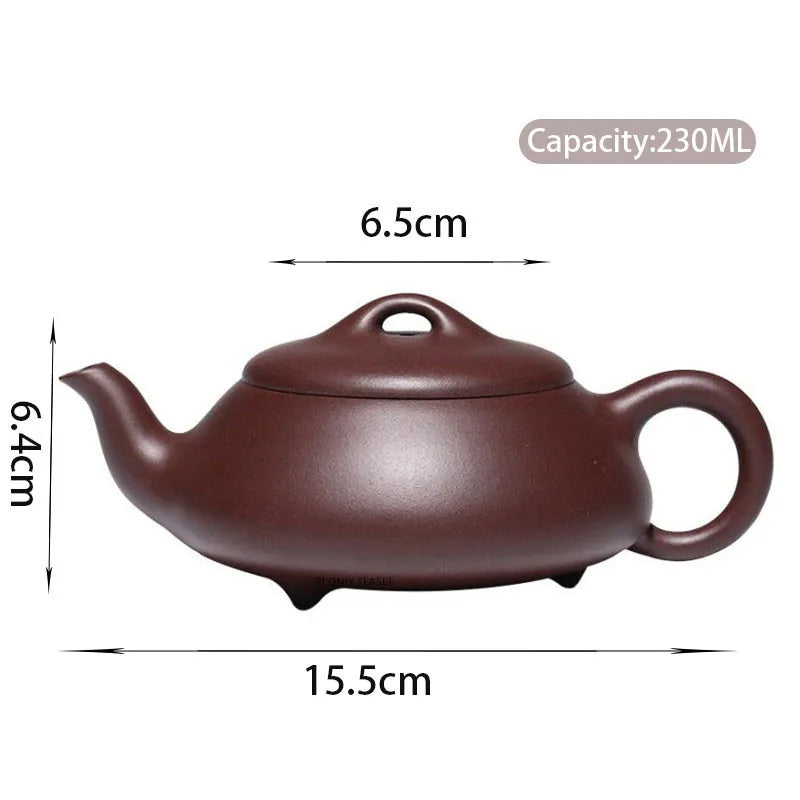 230ml Yixing High-end Purple Clay Teapots Famous Handmade Stone Scoop Tea Pot Raw Ore Purple Mud Kettle Chinese Zisha Tea Set
