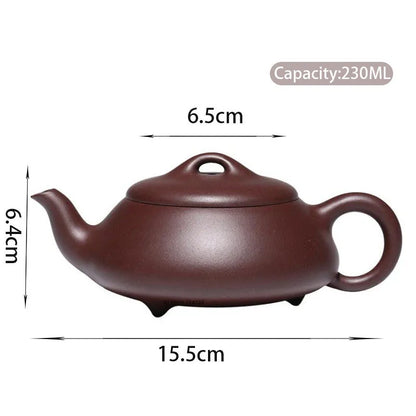 230ml Yixing High-end Purple Clay Teapots Famous Handmade Stone Scoop Tea Pot Raw Ore Purple Mud Kettle Chinese Zisha Tea Set