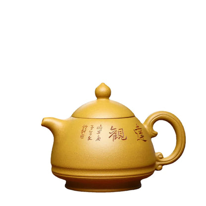 230ml Yixing High-end Purple Clay Teapots Handmade Square Shape Tea Pot Raw Ore Gold Section Mud Kettle Chinese Zisha Tea Set