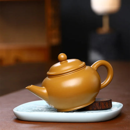 230ml Yixing High-end Purple Clay Teapots Handmade Tea Pot Raw Ore Gold Section Mud Kettle Chinese Zisha Tea Set