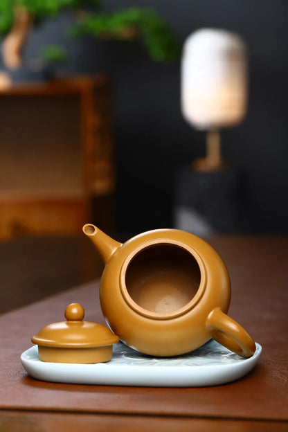 230ml Yixing High-end Purple Clay Teapots Handmade Tea Pot Raw Ore Gold Section Mud Kettle Chinese Zisha Tea Set