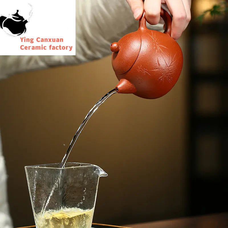 230ml Yixing Purple Clay Teapot Master Handmade Dragon Egg Tea Pot Hand Carved Zisha Tea Set Kettle Chinese Tea Ceremony Gifts