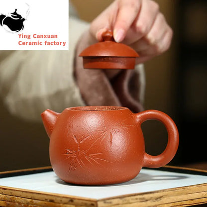 230ml Yixing Purple Clay Teapot Master Handmade Dragon Egg Tea Pot Hand Carved Zisha Tea Set Kettle Chinese Tea Ceremony Gifts