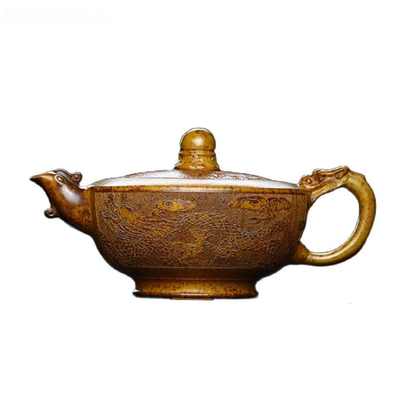 230ml Yixing Purple Clay Teapot Master Handmade Filter Tea Pot Traditional Dragon Pattern Beauty Kettle Chinese Zisha Tea Set