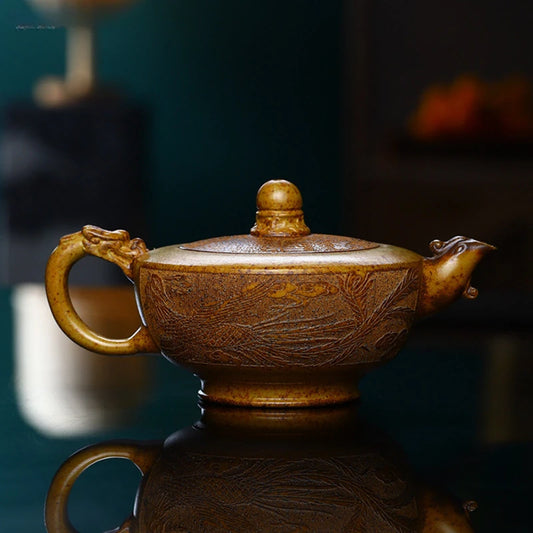 230ml Yixing Purple Clay Teapot Master Handmade Filter Tea Pot Traditional Dragon Pattern Beauty Kettle Chinese Zisha Tea Set