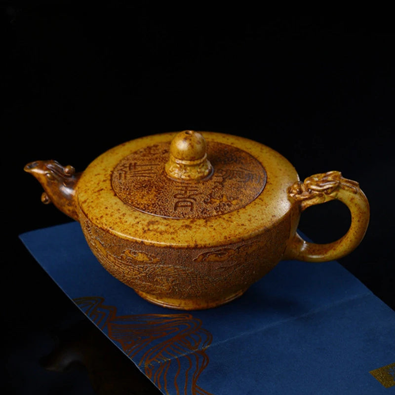 230ml Yixing Purple Clay Teapot Master Handmade Filter Tea Pot Traditional Dragon Pattern Beauty Kettle Chinese Zisha Tea Set