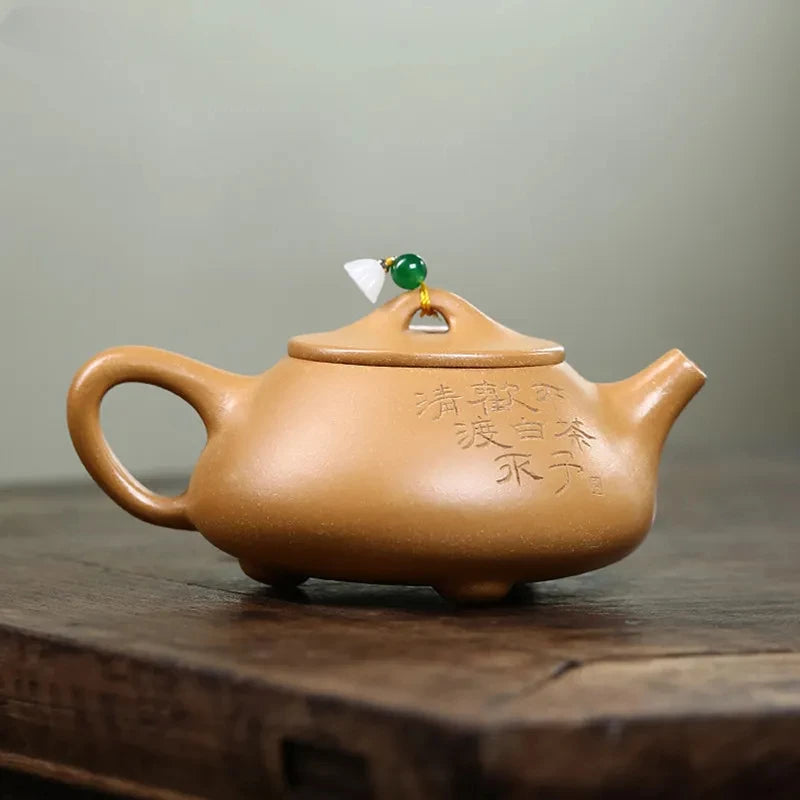 230ml Yixing Purple Clay Teapot Raw Ore Gold Section Mud Stone Scoop Kettle Hand-painted Beauty Tea Pot Traditional Tea Infuser