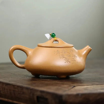 230ml Yixing Purple Clay Teapot Raw Ore Gold Section Mud Stone Scoop Kettle Hand-painted Beauty Tea Pot Traditional Tea Infuser