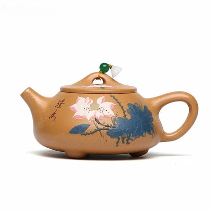 230ml Yixing Purple Clay Teapot Raw Ore Gold Section Mud Stone Scoop Kettle Hand-painted Beauty Tea Pot Traditional Tea Infuser