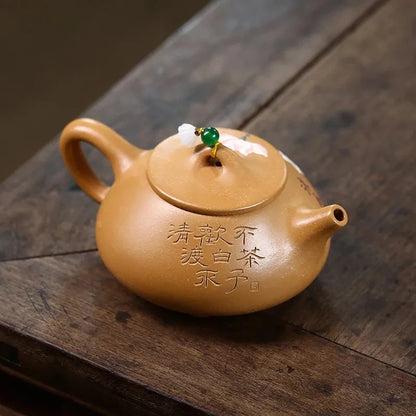 230ml Yixing Purple Clay Teapot Raw Ore Gold Section Mud Stone Scoop Kettle Hand-painted Beauty Tea Pot Traditional Tea Infuser