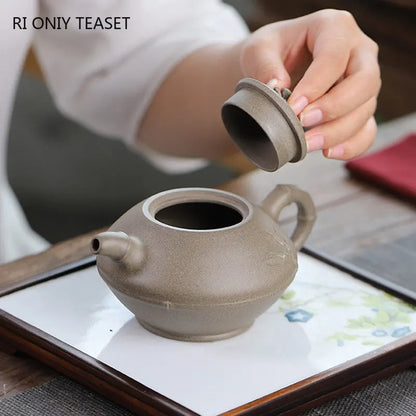 230ml Yixing Purple Clay Teapots Famous Handmade Bamboo Tea Pot Raw Ore Grey Section Mud Kettle Chinese High-end Zisha Tea Set