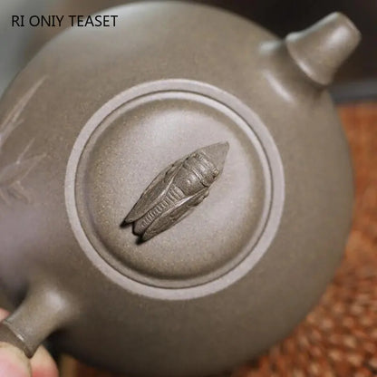 230ml Yixing Purple Clay Teapots Famous Handmade Bamboo Tea Pot Raw Ore Grey Section Mud Kettle Chinese High-end Zisha Tea Set