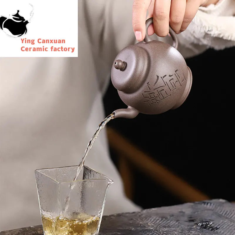 230ml Yixing Purple Clay Teapots Handmade Tea Pot Raw Ore Grey Section Mud Kettle Chinese High-end Zisha Tea Set Collection