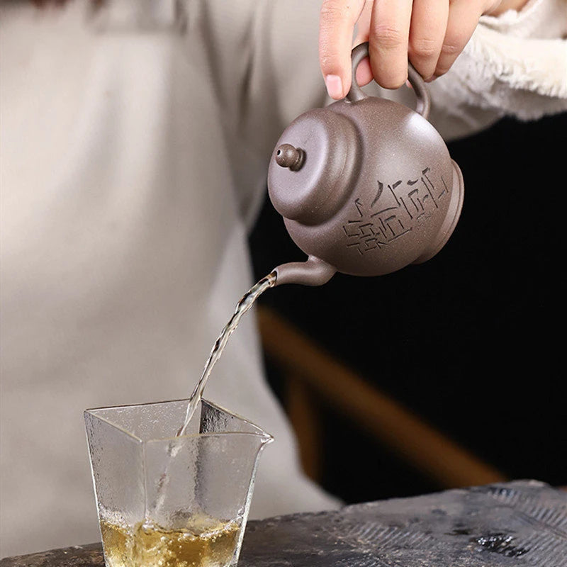 230ml Yixing Purple Clay Teapots Handmade Tea Pot Raw Ore Grey Section Mud Kettle Chinese High-end Zisha Tea Set Collection