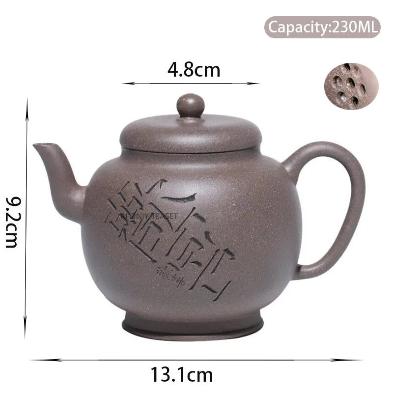 230ml Yixing Purple Clay Teapots Handmade Tea Pot Raw Ore Grey Section Mud Kettle Chinese High-end Zisha Tea Set Collection