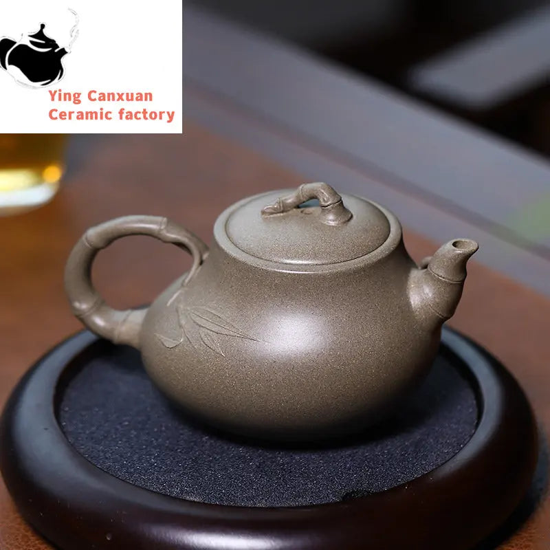230ml Yixing Raw Ore Purple Clay Teapots Famous Handmade Bamboo Tea Pot Kettle Chinese High-end Zisha Tea Set Collection Gifts