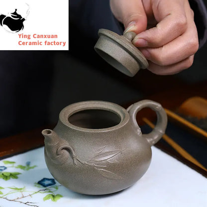 230ml Yixing Raw Ore Purple Clay Teapots Famous Handmade Bamboo Tea Pot Kettle Chinese High-end Zisha Tea Set Collection Gifts