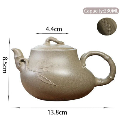 230ml Yixing Raw Ore Purple Clay Teapots Famous Handmade Bamboo Tea Pot Kettle Chinese High-end Zisha Tea Set Collection Gifts