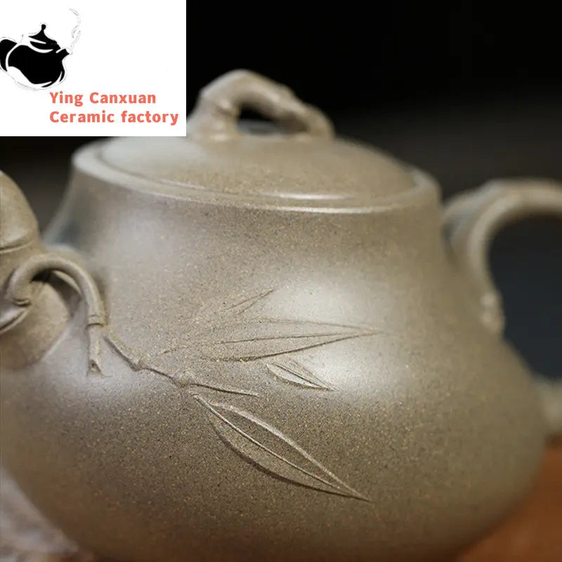 230ml Yixing Raw Ore Purple Clay Teapots Famous Handmade Bamboo Tea Pot Kettle Chinese High-end Zisha Tea Set Collection Gifts