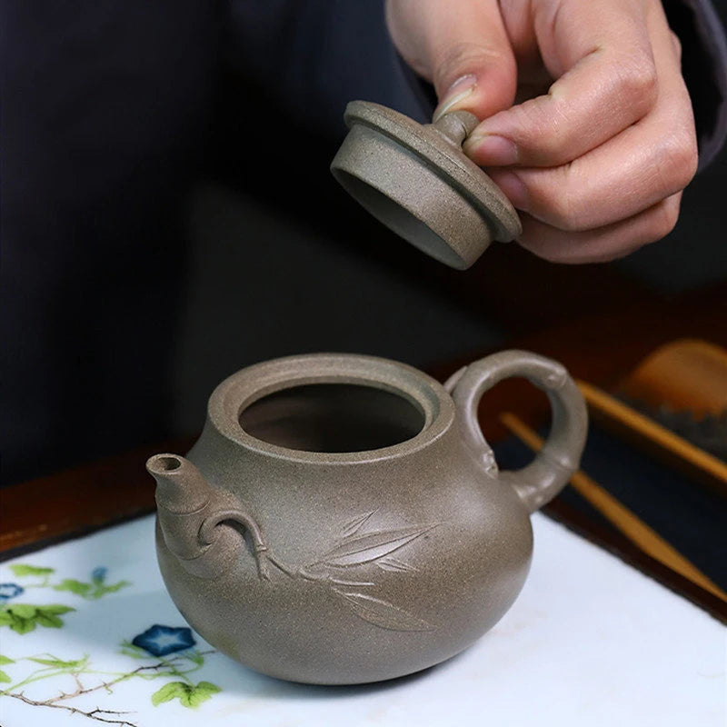 230ml Yixing Raw Ore Purple Clay Teapots Famous Handmade Bamboo Tea Pot Kettle Chinese High-end Zisha Tea Set Collection Gifts