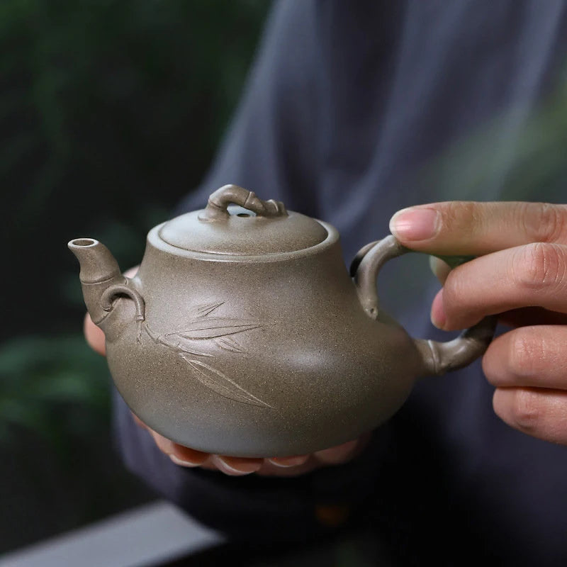 230ml Yixing Raw Ore Purple Clay Teapots Famous Handmade Bamboo Tea Pot Kettle Chinese High-end Zisha Tea Set Collection Gifts
