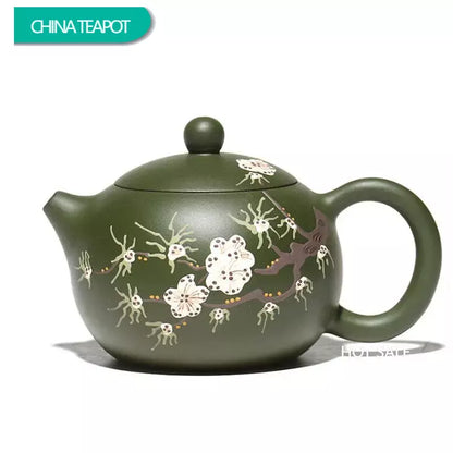 200ml Chinese Yixing Purple Clay Teapot Handmade Flower Pattern Xishi Tea Pot Raw Ore Beauty Kettle Famous Artists Zisha Tea Set