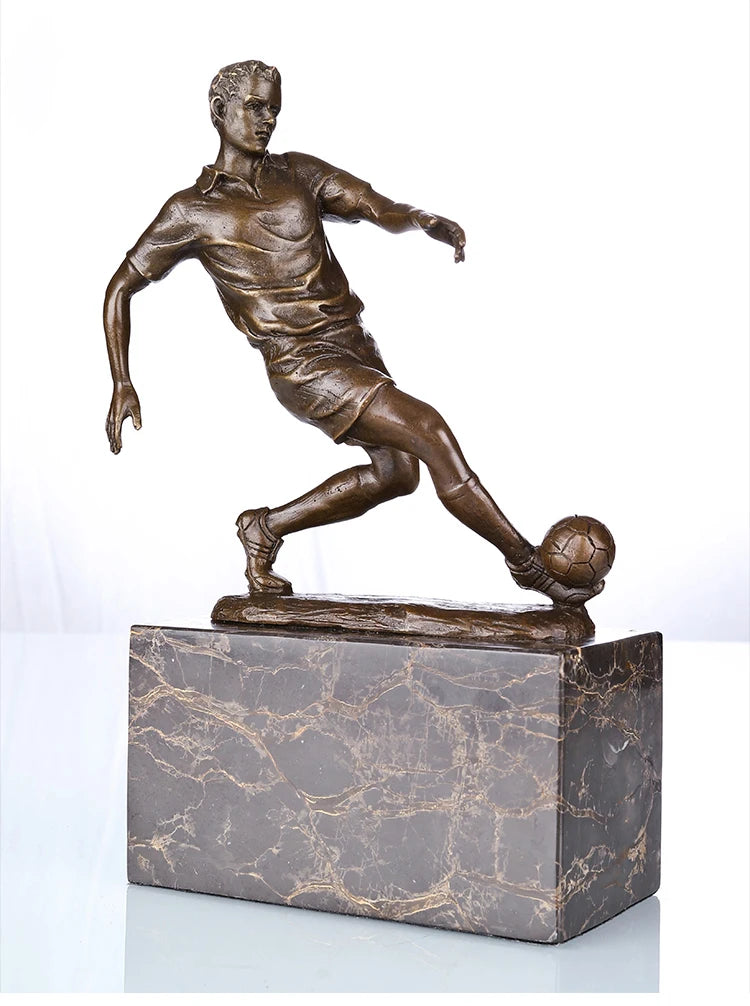 23CM HOME OFFICE Living Room football club WINE BAR SHOP TOP COOL Ornament Samba Soccer football SPORT Bronze carving Sculpture