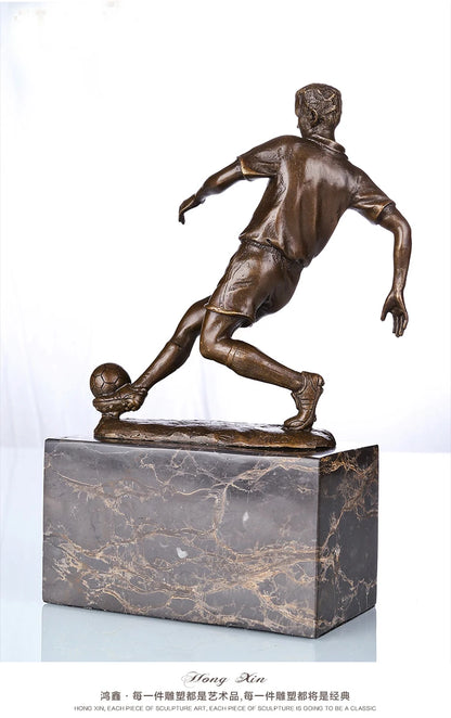 23CM HOME OFFICE Living Room football club WINE BAR SHOP TOP COOL Ornament Samba Soccer football SPORT Bronze carving Sculpture
