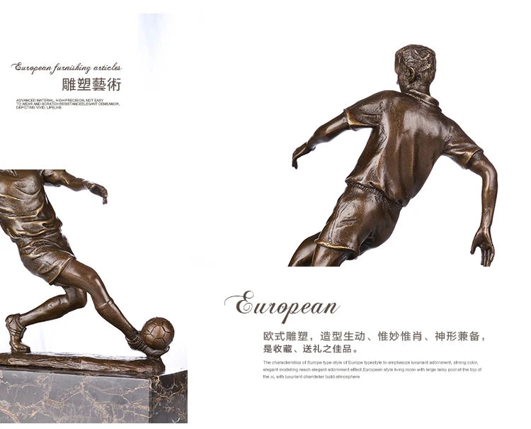 23CM HOME OFFICE Living Room football club WINE BAR SHOP TOP COOL Ornament Samba Soccer football SPORT Bronze carving Sculpture