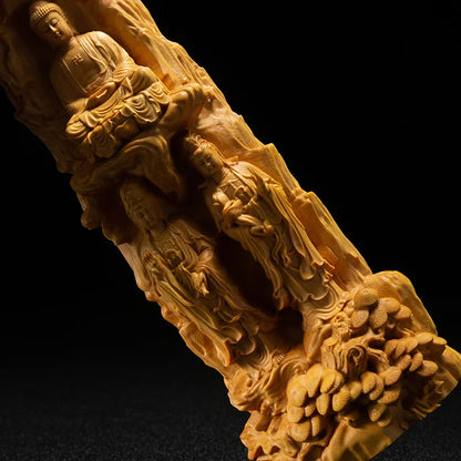 23CM Western Three Saints Wood Sakyamuni Buddha Handmade Carved Gifts Figures Buddha Statues Home Decoration Collection Ornament