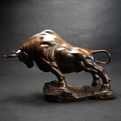 23CM #home company office Desk decoration Money Drawing wealth Stock market cattle  Wall Street cattle Bronze Bull statue