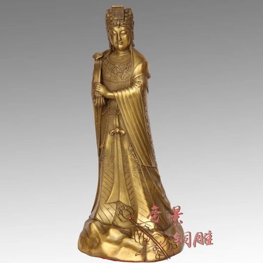 23CM office family shop efficacious Protection brass Sea God Mazu Guanyin bronze statue-bless Safety Health luck Talisman