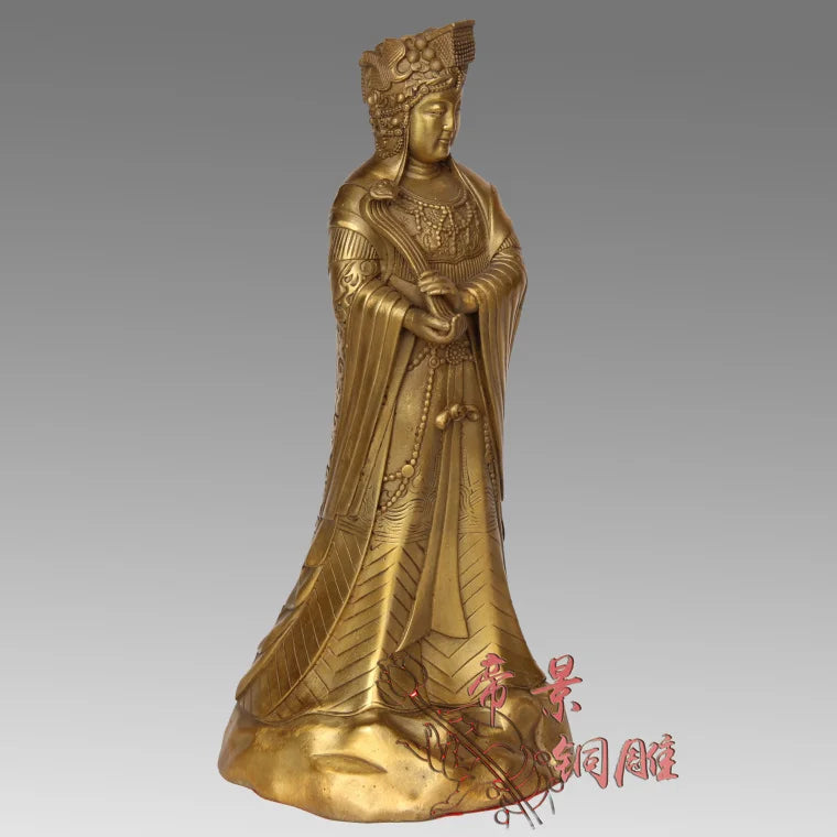 23CM office family shop efficacious Protection brass Sea God Mazu Guanyin bronze statue-bless Safety Health luck Talisman