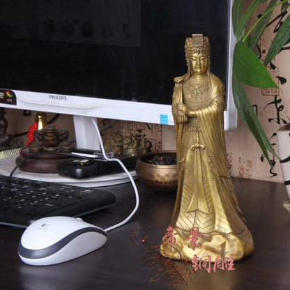 23CM office family shop efficacious Protection brass Sea God Mazu Guanyin bronze statue-bless Safety Health luck Talisman