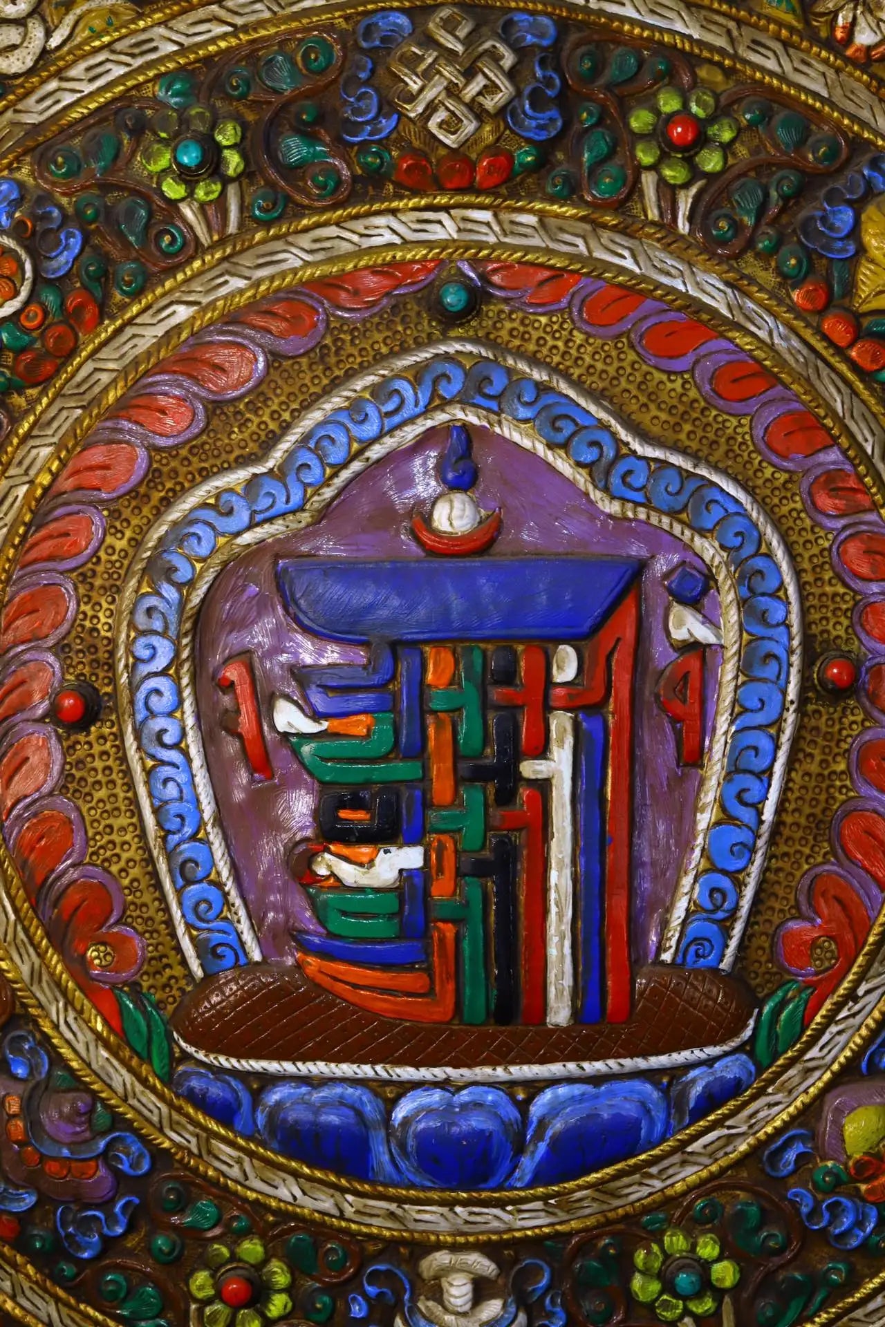 24"Tibetan Temple Collection Old Bronze Painted prayer flags gossip Chinese Zodiac pagoda Thangka Mandala hanging screen