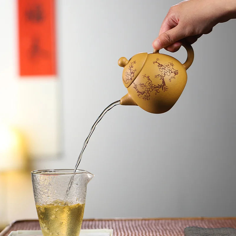 240cc Chinese teapot Yixing Purple Clay Pot Pure Handmade Original Gold Dragon Egg Pot Kung Fu Tea Set Teapot Small Capacity