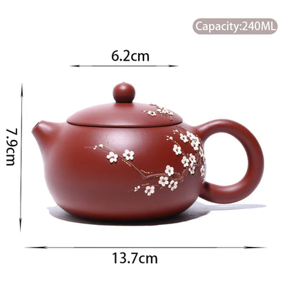 240ml Authentic Yixing Purple Clay Teapots Famous Handmade Xishi Tea Pot Ball Shaped Infuser Beauty Kettle Zisha Tea Set Gifts