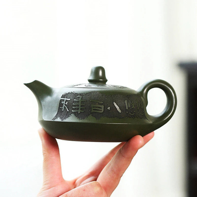 240ml Chinese Authentic Yixing Purple Clay Teapots Famous Artists Handmade Tea Pot Raw Ore Green Mud Kettle Zisha Tea Set