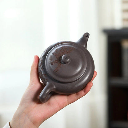240ml Chinese Yixing Authentic Purple Clay Teapots Famous Artists Hand-carved Tea Pot Kettle Handmade Zisha Tea Set Teaware
