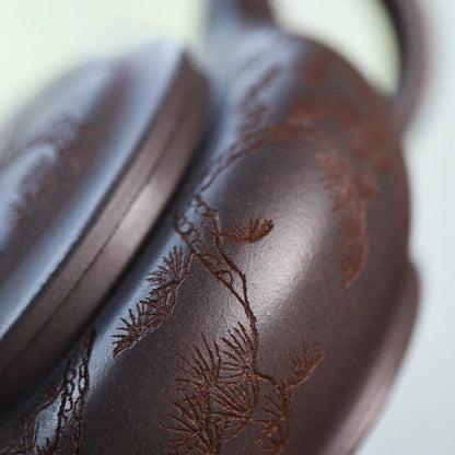 240ml Chinese Yixing Authentic Purple Clay Teapots Famous Artists Hand-carved Tea Pot Kettle Handmade Zisha Tea Set Teaware