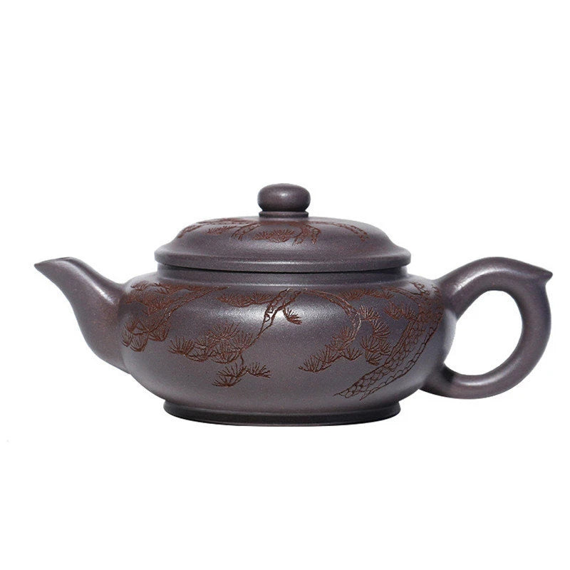 240ml Chinese Yixing Authentic Purple Clay Teapots Famous Artists Hand-carved Tea Pot Kettle Handmade Zisha Tea Set Teaware