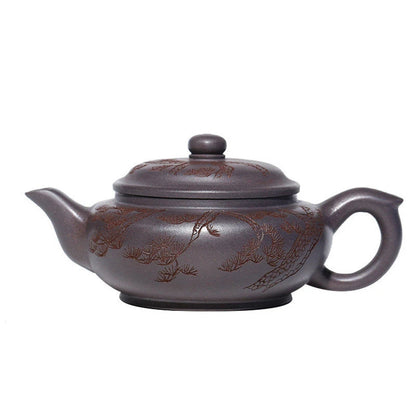240ml Chinese Yixing Authentic Purple Clay Teapots Famous Artists Hand-carved Tea Pot Kettle Handmade Zisha Tea Set Teaware