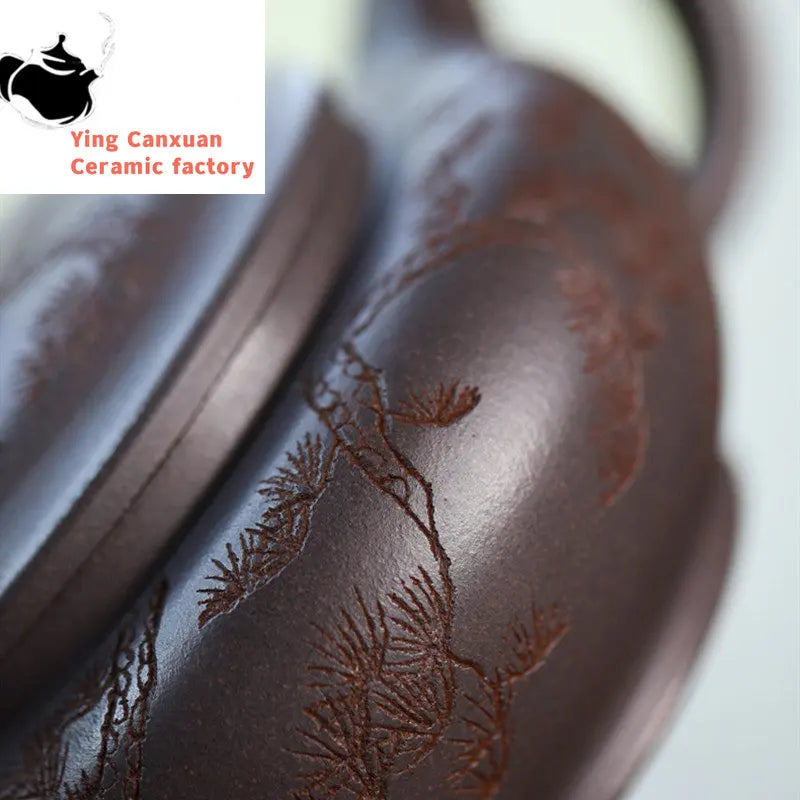 240ml Chinese Yixing Authentic Purple Clay Teapots Famous Artists Hand-carved Tea Pot Kettle Handmade Zisha Tea Set Teaware