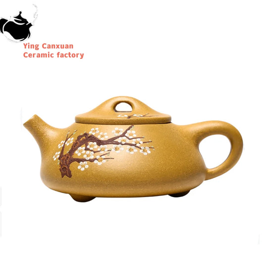 240ml Chinese Yixing Purple Clay Teapots Raw Ore Section Mud Stone Scoop Tea Pot Zisha Plum Bossom Kettle Household Tea Set