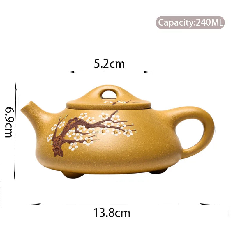 240ml Chinese Yixing Purple Clay Teapots Raw Ore Section Mud Stone Scoop Tea Pot Zisha Plum Bossom Kettle Household Tea Set