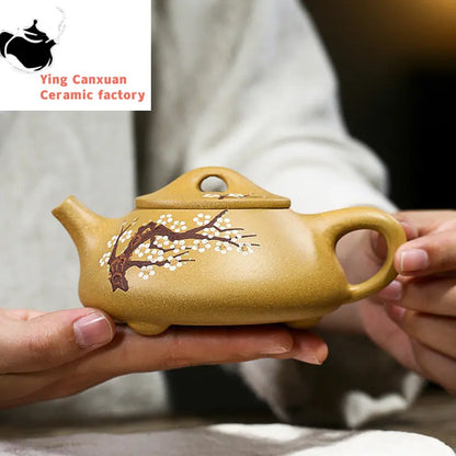 240ml Chinese Yixing Purple Clay Teapots Raw Ore Section Mud Stone Scoop Tea Pot Zisha Plum Bossom Kettle Household Tea Set